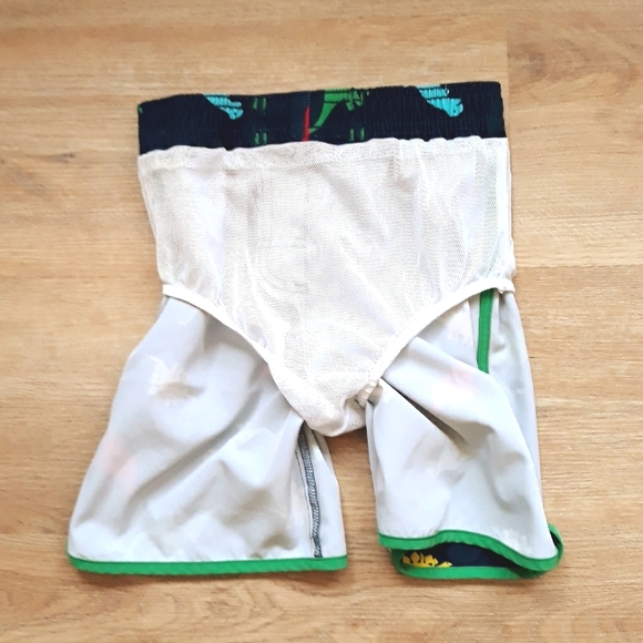 Boy's Blue Dinosaur Swim Trunks + T Rex T-Shirt Size 4T / Toddler Beach Outfit - Picture 7 of 10
